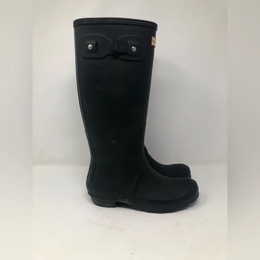Hunter Women Rain Black Tall Boots Size 6-7 - Picture 3 of 10